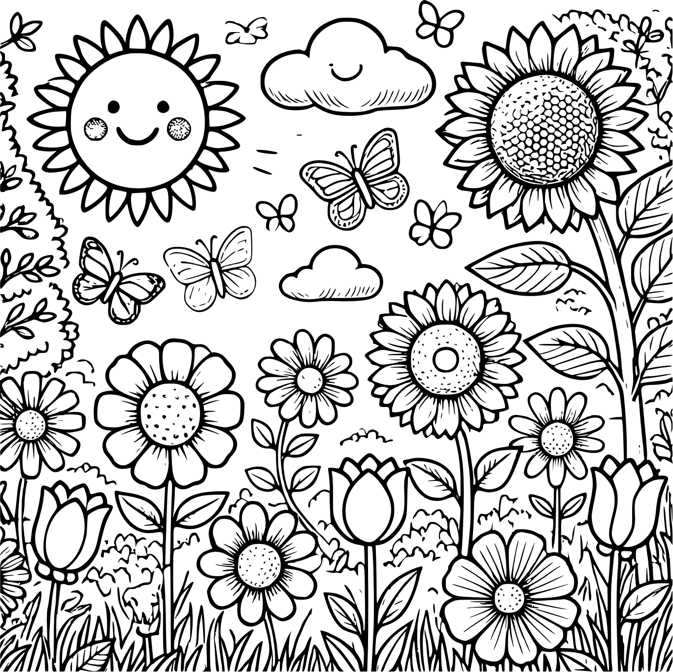 Summer Flower Coloring Pages 00