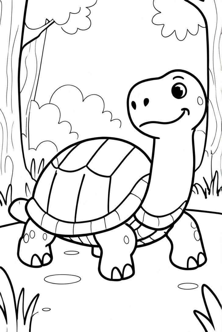 Turtle Walking Coloring Pages 3