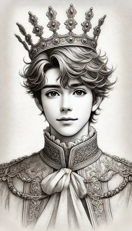 Cute Young Prince Grayscale 