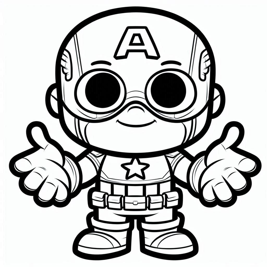 Funny Face Captain America Coloring Pages