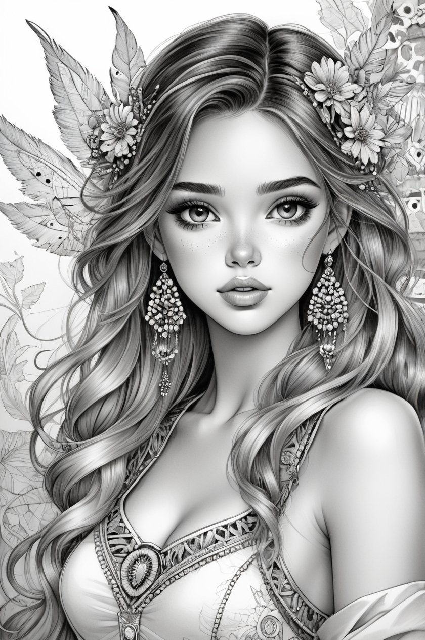 Pretty Girl Grayscale Cloring Pages Pretty Girl Grayscale Cloring Pages